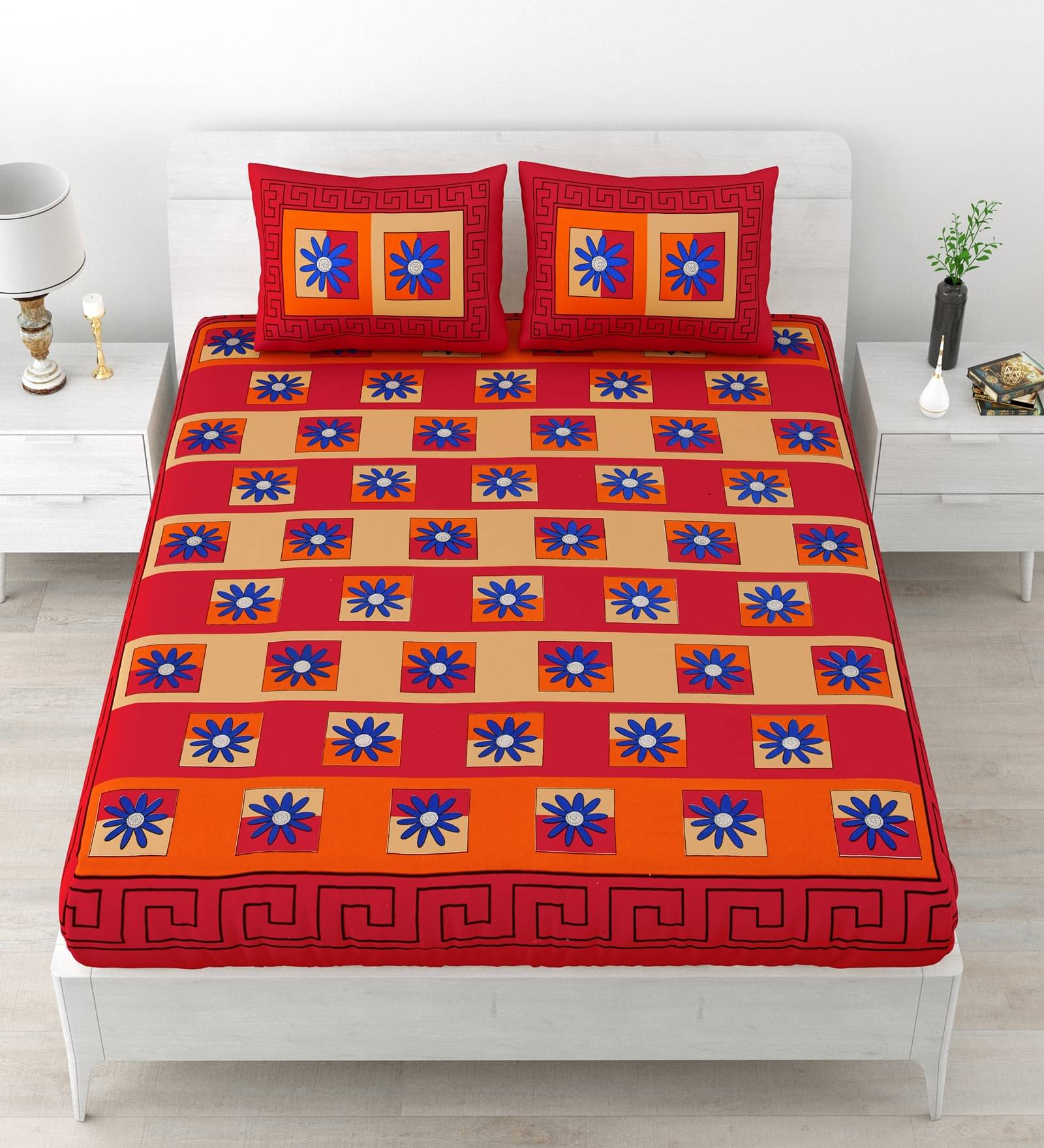 Majestic Cotton 1 Double Bedsheet with 2 Pillow Covers ( Red ) Majestic Cotton 1 Double Bedsheet with 2 Pillow Covers ( Red )