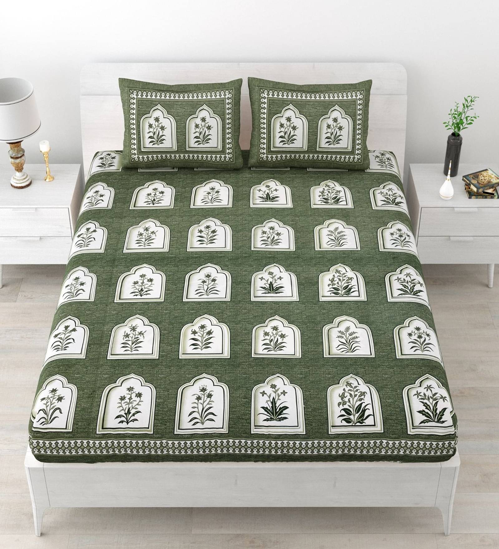     			Majestic Cotton 1 Double Bedsheet with 2 Pillow Covers ( Grey )