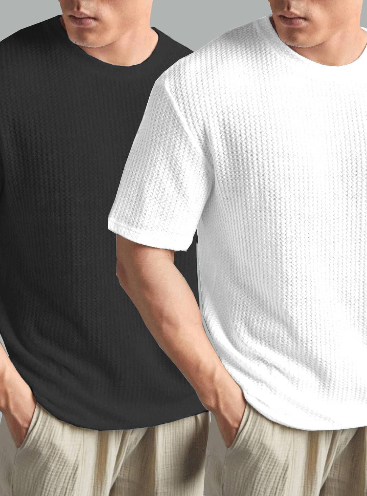     			Merriment Polyester Regular Fit Self Design Half Sleeves Men's Round T-Shirt - Black ( Pack of 2 )