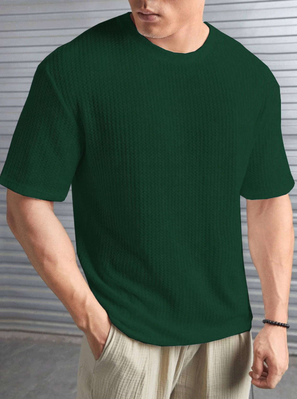 Merriment Polyester Regular Fit Self Design Half Sleeves Men's Round T-Shirt - Dark Green ( Pack of 1 ) Merriment Polyester Regular Fit Self Design Half Sleeves Men's Round T-Shirt - Dark Green ( Pack of 1 )