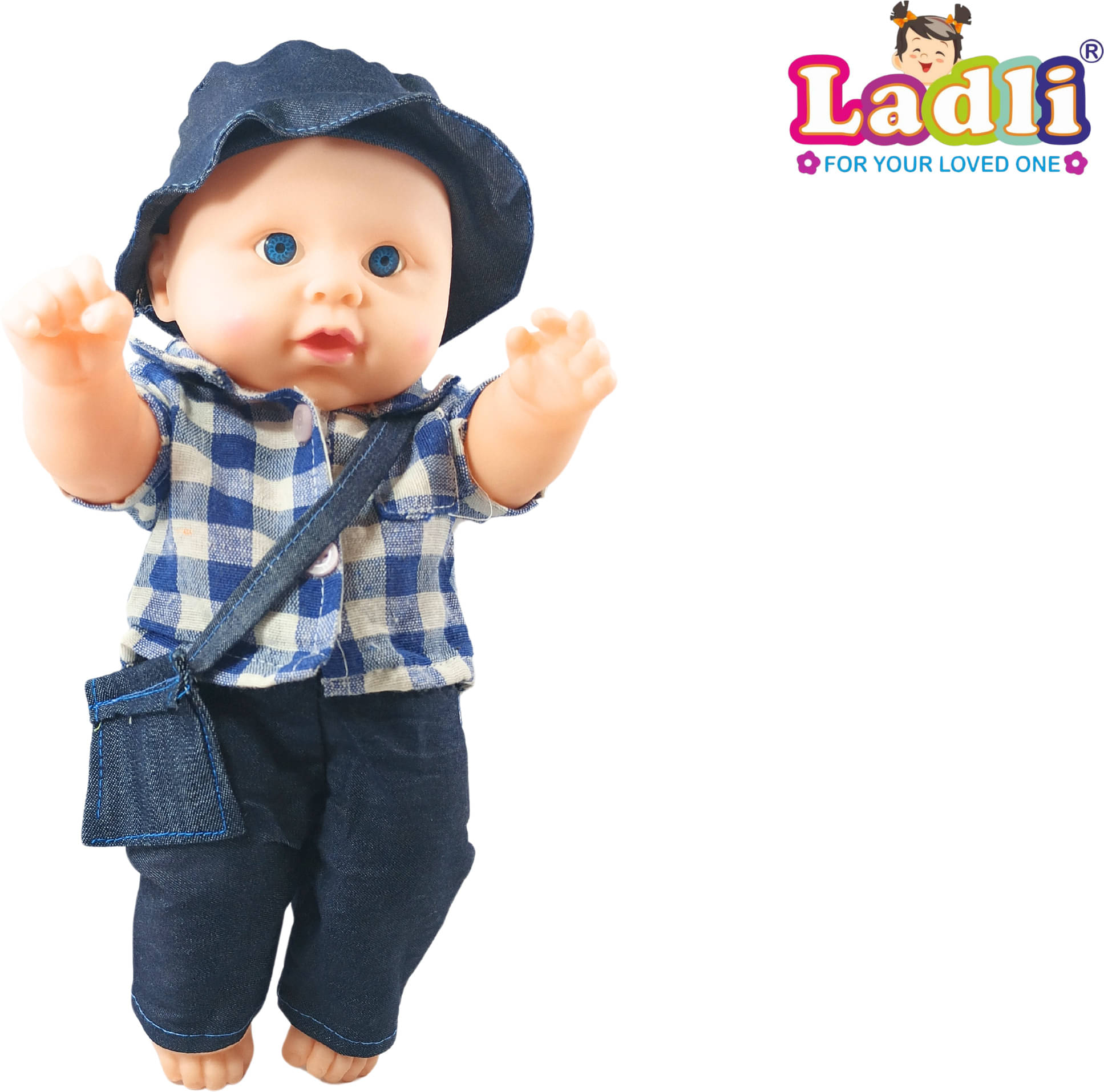    			Real Looking Soft Doll for Kids Toy for Kids in Blue Dress Rotatable Arms & Legs