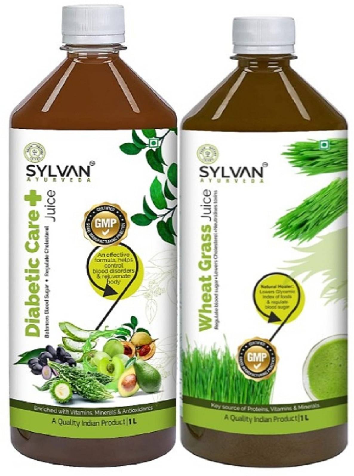 SYLVAN AYURVEDA DIABETIC CARE JUICE 1L & WHEATGRASS JUICE 1L | COMBO PACK (2 x 990 ml) SYLVAN AYURVEDA DIABETIC CARE JUICE 1L & WHEATGRASS JUICE 1L | COMBO PACK (2 x 990 ml)