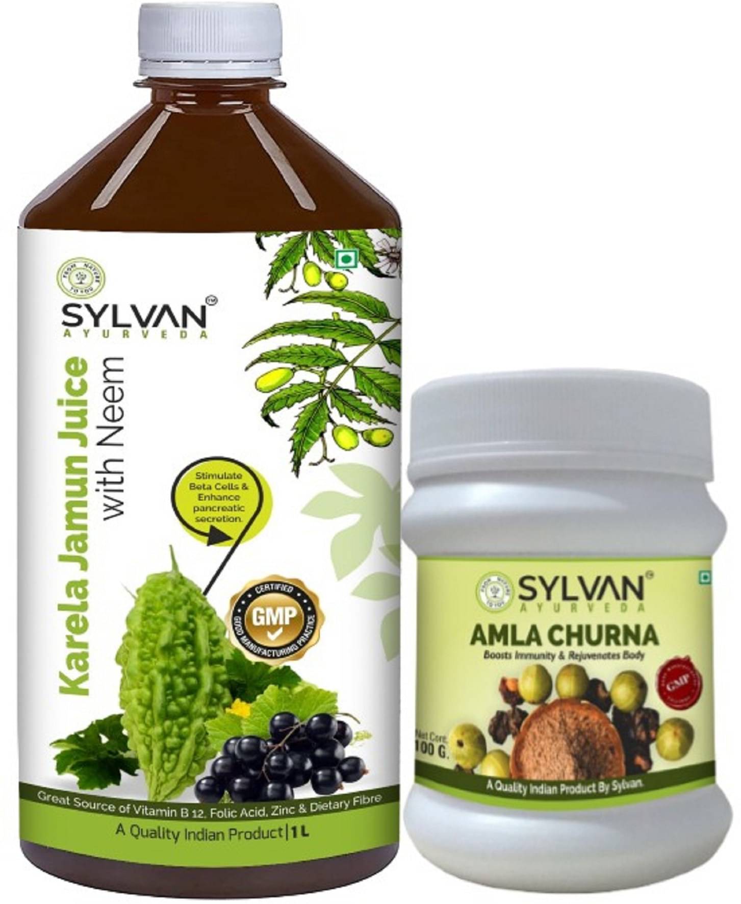 SYLVAN AYURVEDA SYLVAN AMAL CHURNA WITH KARELA JAMUN JUICE WITH NEEM| HELPS IN TO IMORVE DIGESTION, BOOSTS IMMUNITY AND SOME OTHER FEATURES| PACK OF 2 Combo (NA) SYLVAN AYURVEDA SYLVAN AMAL CHURNA WITH KARELA JAMUN JUICE WITH NEEM| HELPS IN TO IMORVE DIGESTION, BOOSTS IMMUNITY AND SOME OTHER FEATURES| PACK OF 2 Combo (NA)