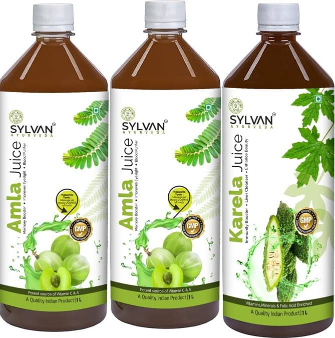     			SYLVAN AYURVEDA SYLVAN KARELA JAMUN JUICE WITH NEEM +AMLA JUICE |COMBO PACK )PACK OF 3 |IMMUNITY BOOSTER| (3 x 266.67 ml)