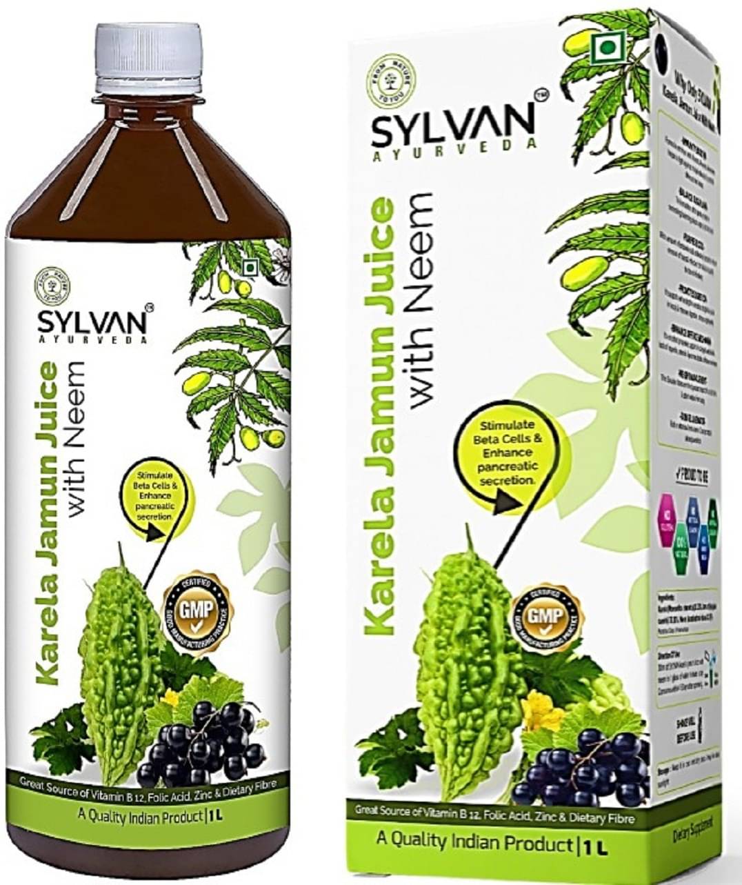 SYLVAN AYURVEDA SYLVAN Karela Jamun Juice with Neem -1L | Desi Karela and Jamun Juice enriched with Rajasthani Neem | Low Glycemic Index | No Added Sugar I Premium Quality I (1 L) SYLVAN AYURVEDA SYLVAN Karela Jamun Juice with Neem -1L | Desi Karela and Jamun Juice enriched with Rajasthani Neem | Low Glycemic Index | No Added Sugar I Premium Quality I (1 L)