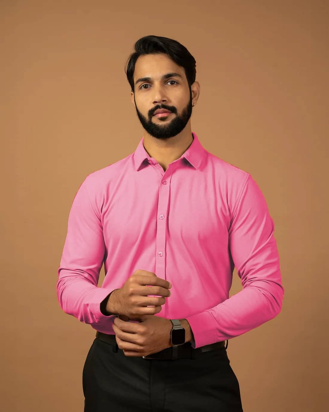 Vyzer Cotton Blend Regular Fit Solids Full Sleeves Men's Casual Shirt - Pink ( Pack of 1 ) Vyzer Cotton Blend Regular Fit Solids Full Sleeves Men's Casual Shirt - Pink ( Pack of 1 )