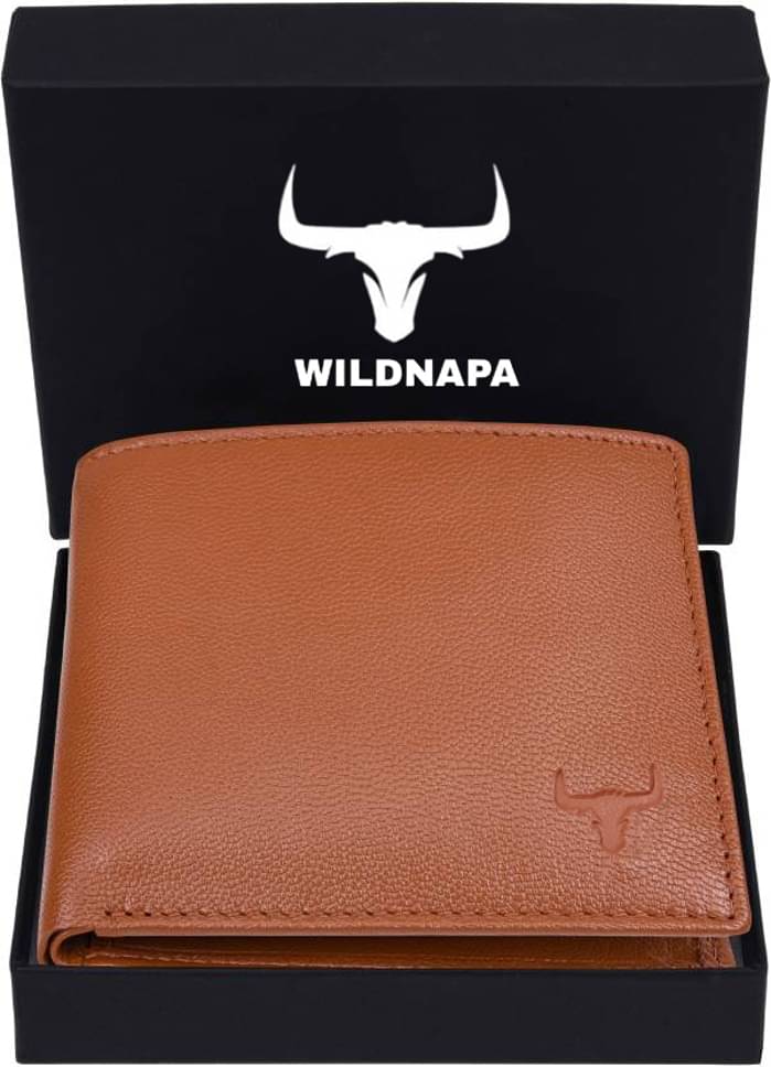     			WILDNAPA 100% Leather Solid Men's Regular Wallet With 8 Slots For Card ( Tan , Pack of 1 )