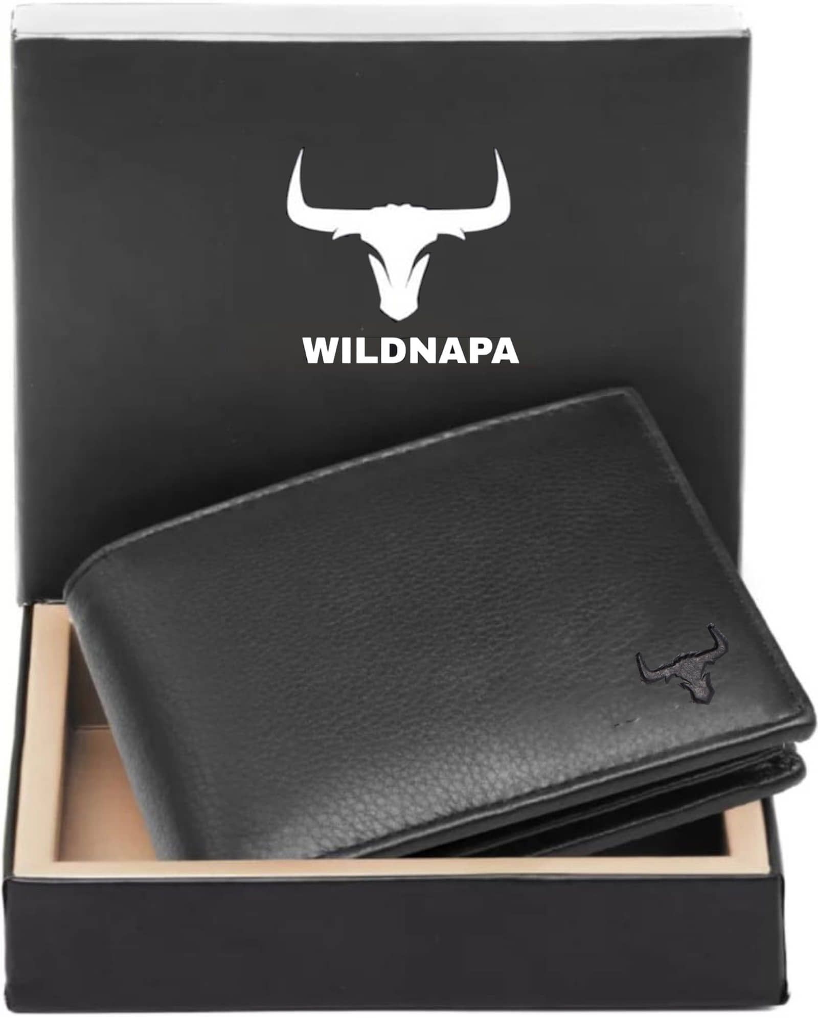 WILDNAPA 100% Leather Solid Men's Regular Wallet With 8 Slots For Card ( Black , Pack of 1 ) - Handbags | Buy online on ZillyBuy