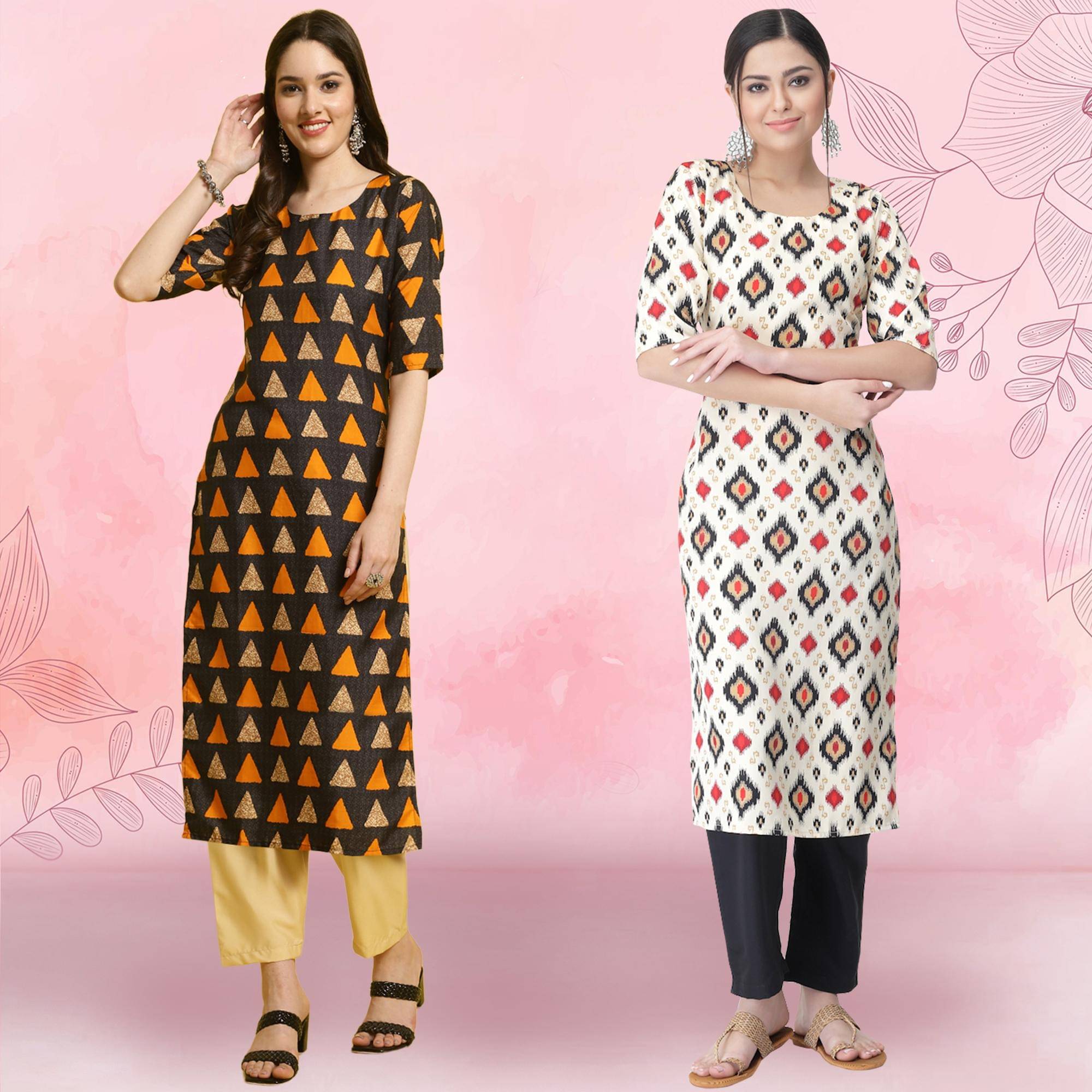 1 Stop Fashion Crepe Printed Kurti With Pants Women's Stitched Salwar Suit - White ( Pack of 2 ) 1 Stop Fashion Crepe Printed Kurti With Pants Women's Stitched Salwar Suit - White ( Pack of 2 )