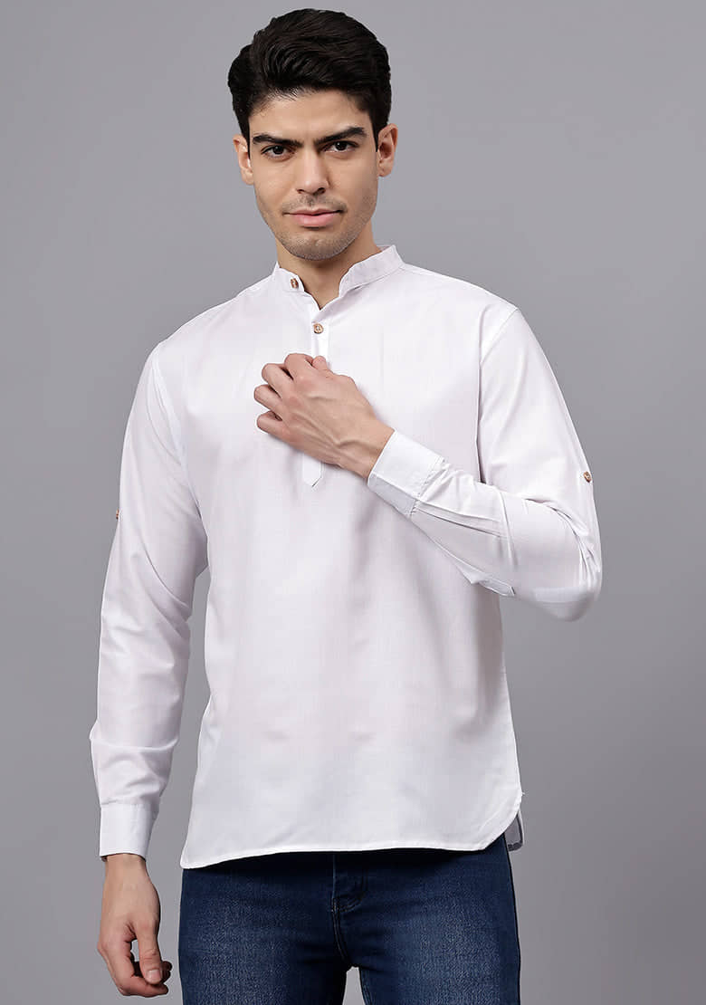 DiAsh White Cotton Blend Men's Regular Kurta ( Pack of 1 ) - Kurtas & Kurta Sets | Buy online on ZillyBuy