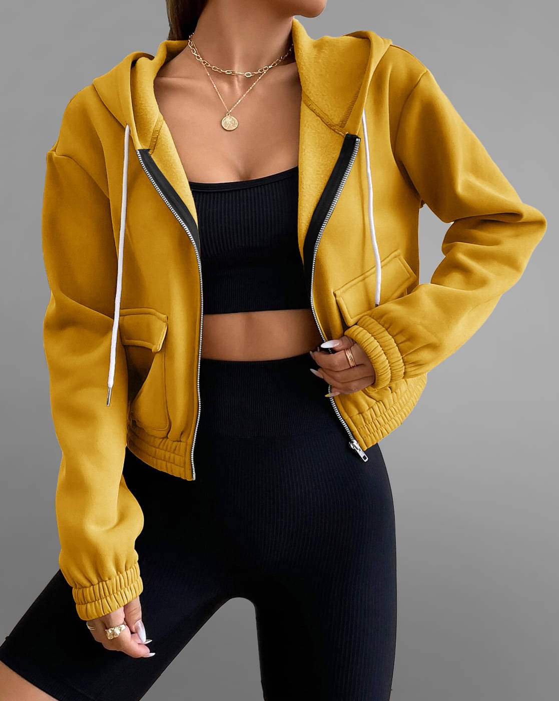 Eyebogler Women Cotton Blend Hooded Sweatshirt ( Yellow )     			Eyebogler Women Cotton Blend Hooded Sweatshirt ( Yellow )
