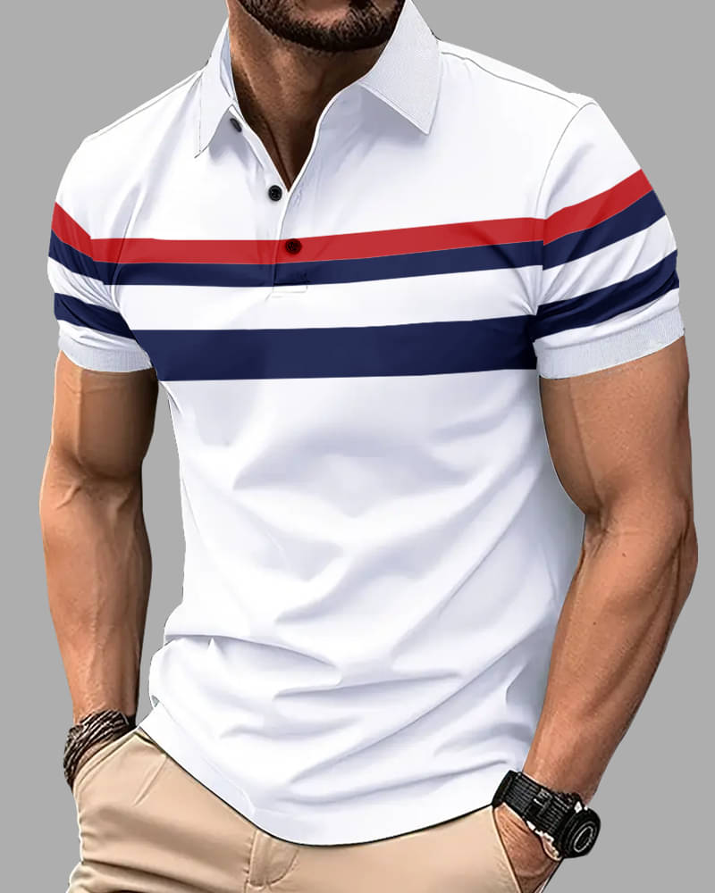     			Eyebogler Pack of 1 Cotton Blend Regular Fit Printed Half Sleeves Men's Polo T Shirt ( White )
