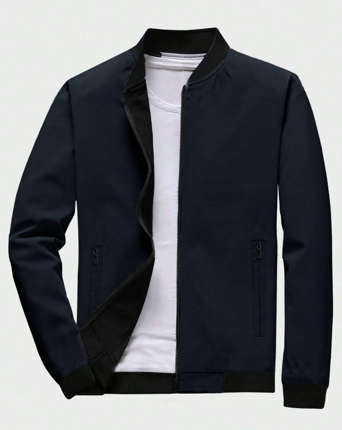     			Eyebogler Polyester Men's Quilted & Bomber Jacket - Navy Blue ( Pack of 1 )