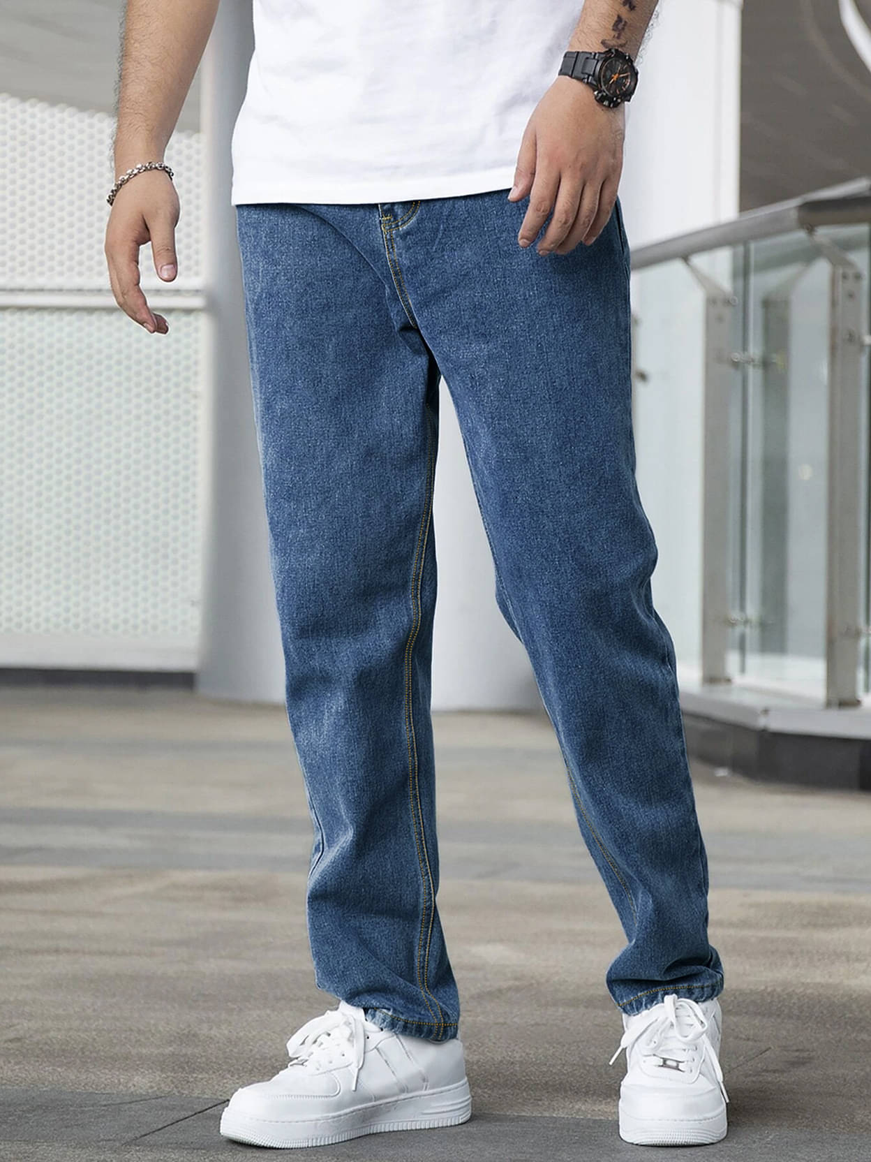 Eyebogler Regular Fit Faded Men's Jeans - Dark Blue ( Pack of 1 ) Eyebogler Regular Fit Faded Men's Jeans - Dark Blue ( Pack of 1 )