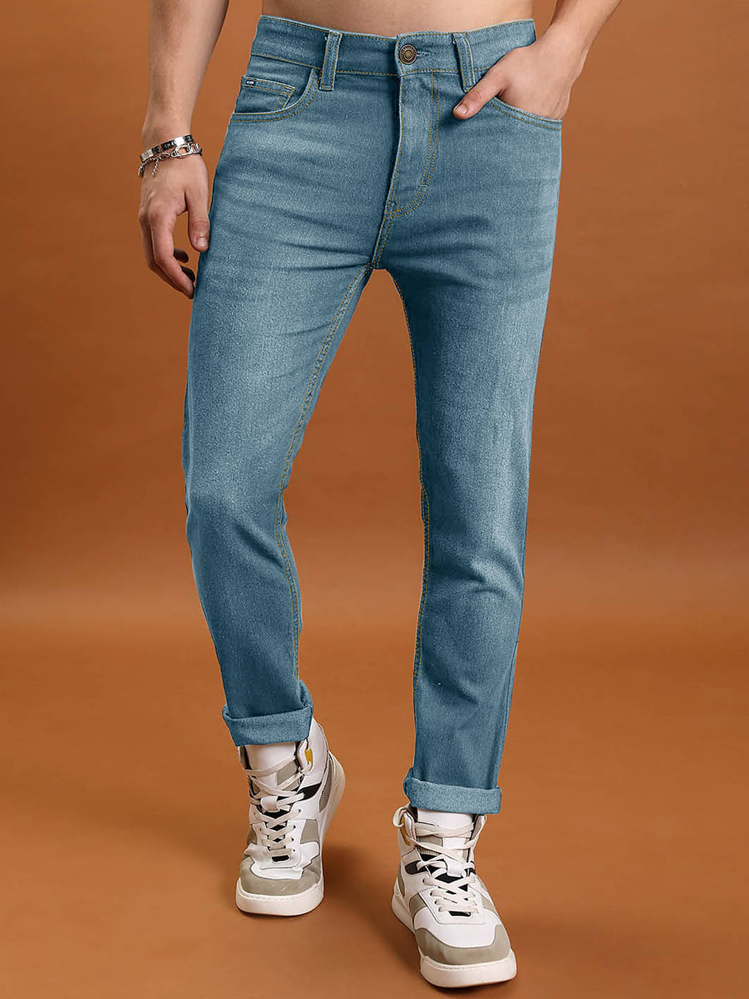    			Eyebogler Regular Fit Faded Men's Jeans - Blue ( Pack of 1 )