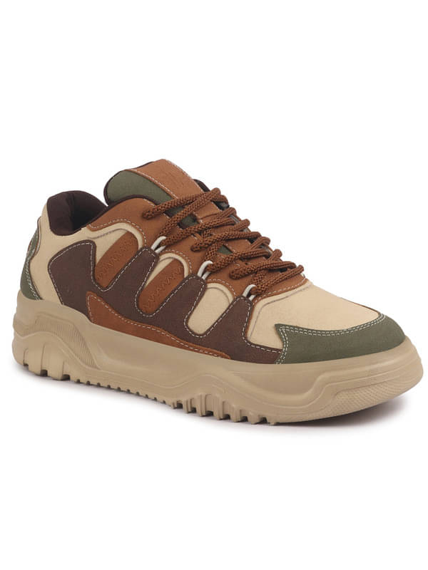     			Fausto Colorblocked Low Top Classic Lace-Up Sneaker Shoes Olive Men's Sneakers