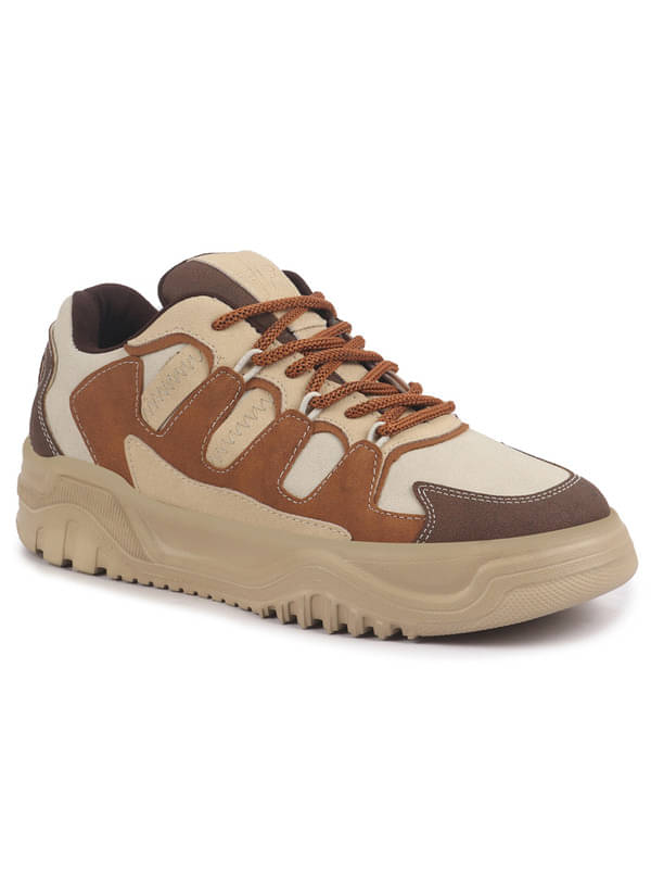     			Fausto Colorblocked Mid Top Chunky Lace Up Sneaker Shoes Brown Men's Sneakers