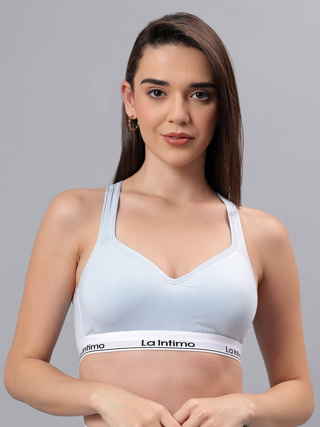 La Intimo Light Blue Modal Lightly Padded Women's Sports Bra ( Pack of 1 ) La Intimo Light Blue Modal Lightly Padded Women's Sports Bra ( Pack of 1 )