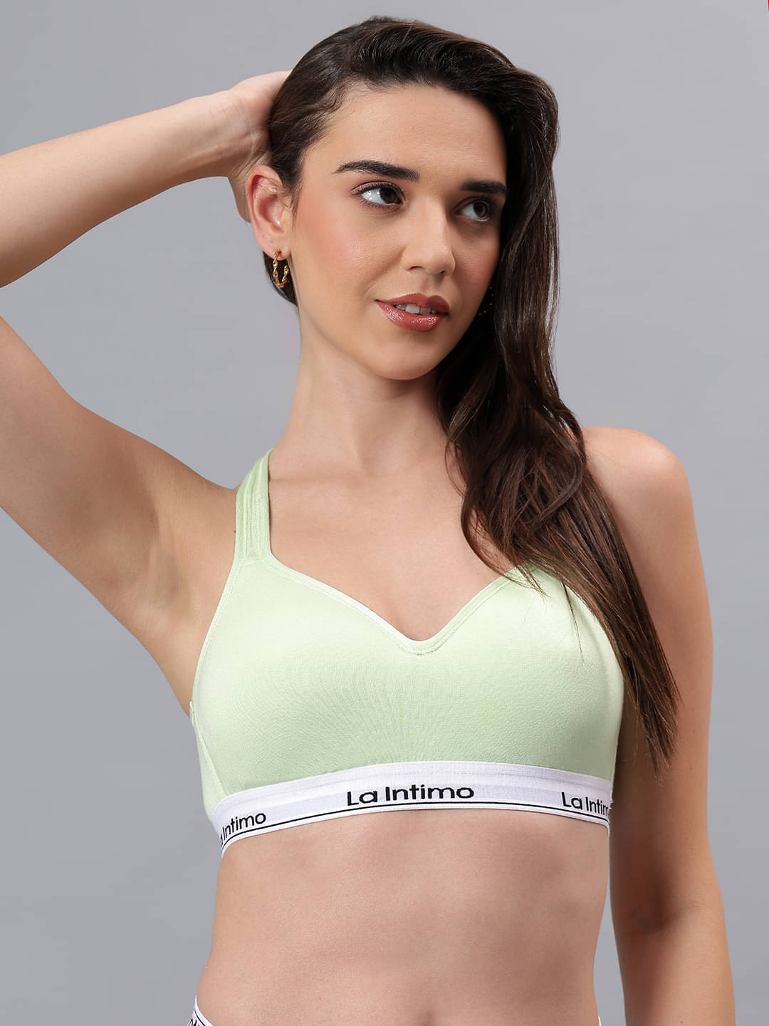 La Intimo Lime Green Modal Lightly Padded Women's Sports Bra ( Pack of 1 ) La Intimo Lime Green Modal Lightly Padded Women's Sports Bra ( Pack of 1 )