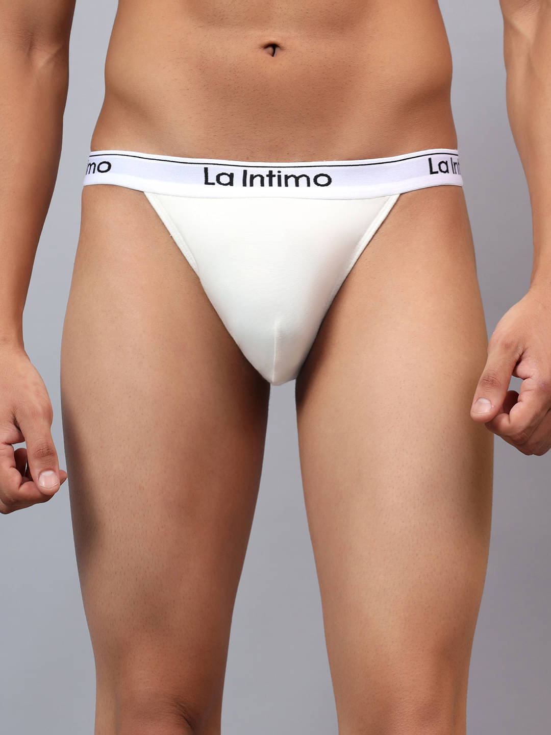    			La Intimo Pack of 1 Modal Thongs For Men's ( Cream )