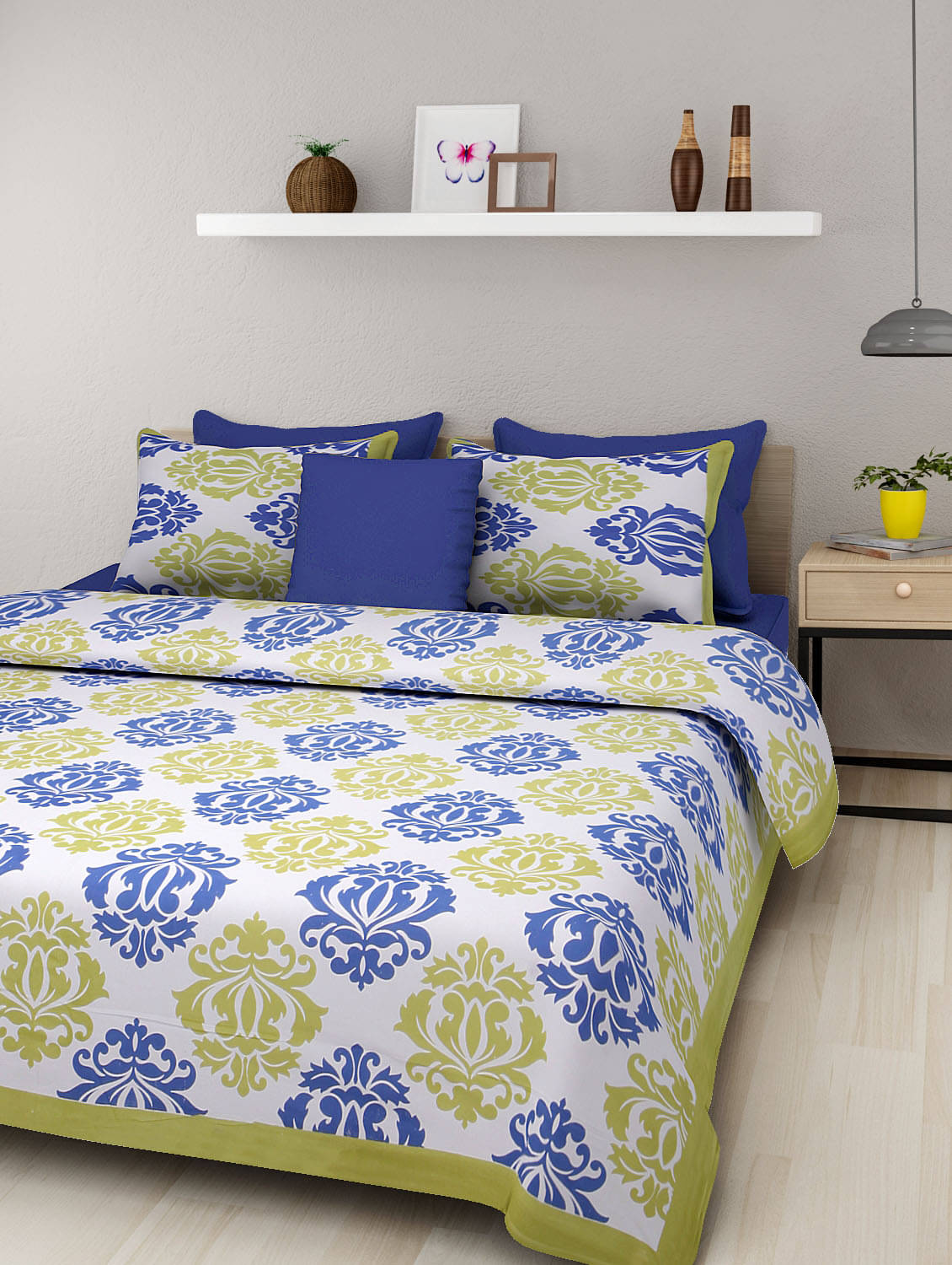     			Majestic Cotton 1 Double Bedsheet with 2 Pillow Covers ( Green )