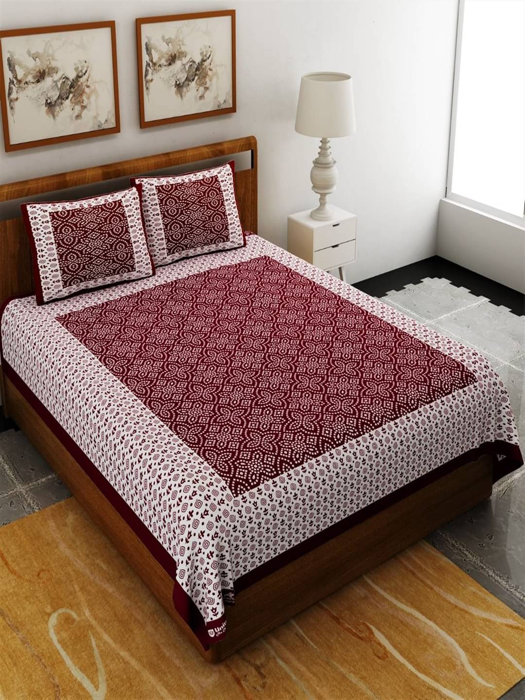     			Majestic Cotton 1 Double Bedsheet with 2 Pillow Covers ( Maroon )