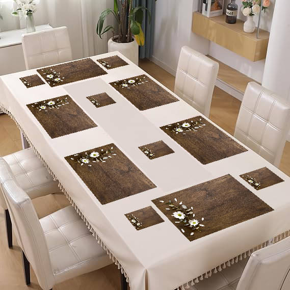     			Revexo PVC Floral Rectangle Table Mats & Coasters ( 40 cm x 30 cm ) Pack of 12 - Multi
