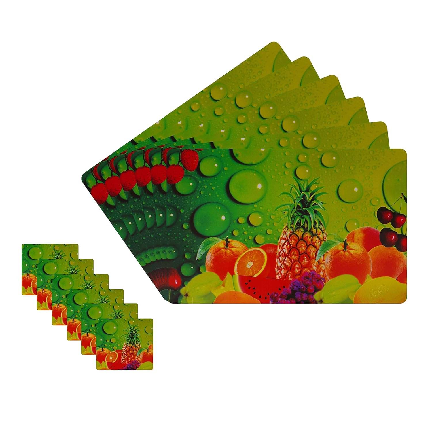     			Revexo PVC Floral Rectangle Table Mats & Coasters ( 40 cm x 30 cm ) Pack of 12 - Multi