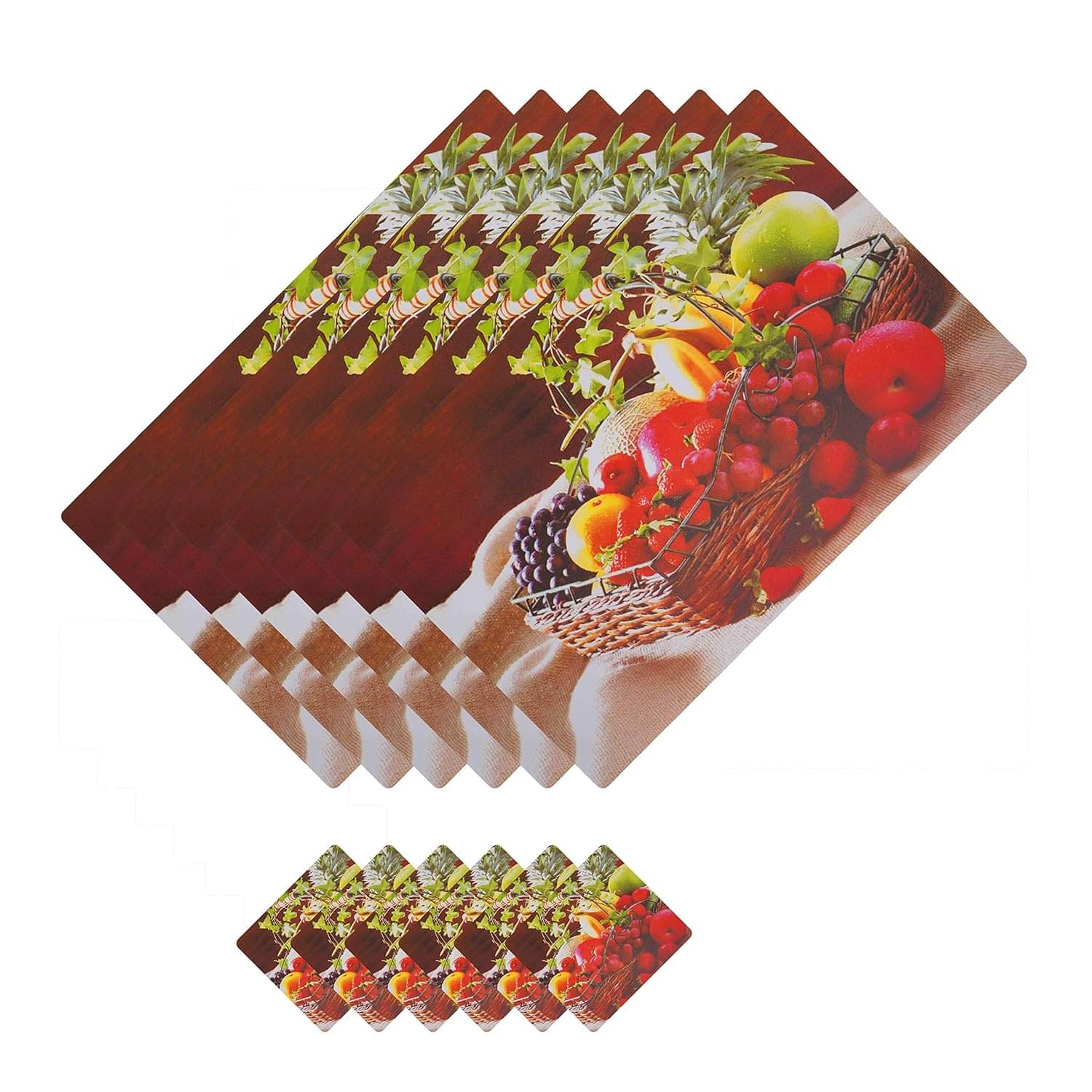     			Revexo PVC Floral Rectangle Table Mats & Coasters ( 40 cm x 30 cm ) Pack of 12 - Multi