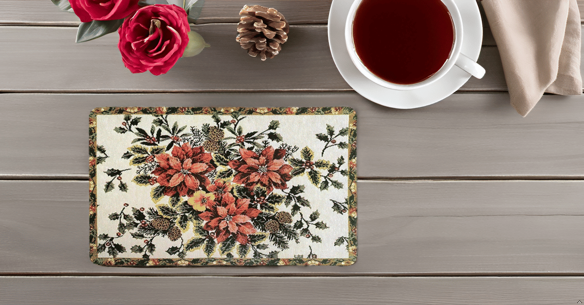 Revexo PVC Floral Rectangle Table Mats ( 40 cm x 32 cm ) Pack of 1 - Multi Revexo PVC Floral Rectangle Table Mats ( 40 cm x 32 cm ) Pack of 1 - Multi