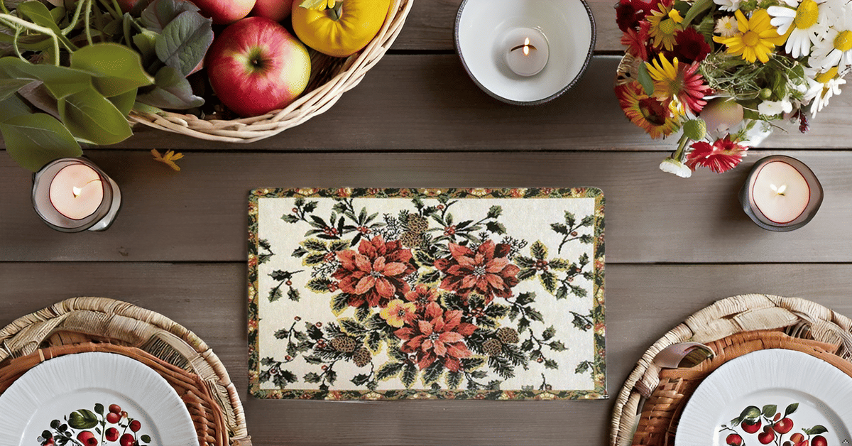     			Revexo PVC Floral Rectangle Table Mats ( 40 cm x 32 cm ) Pack of 1 - Multi
