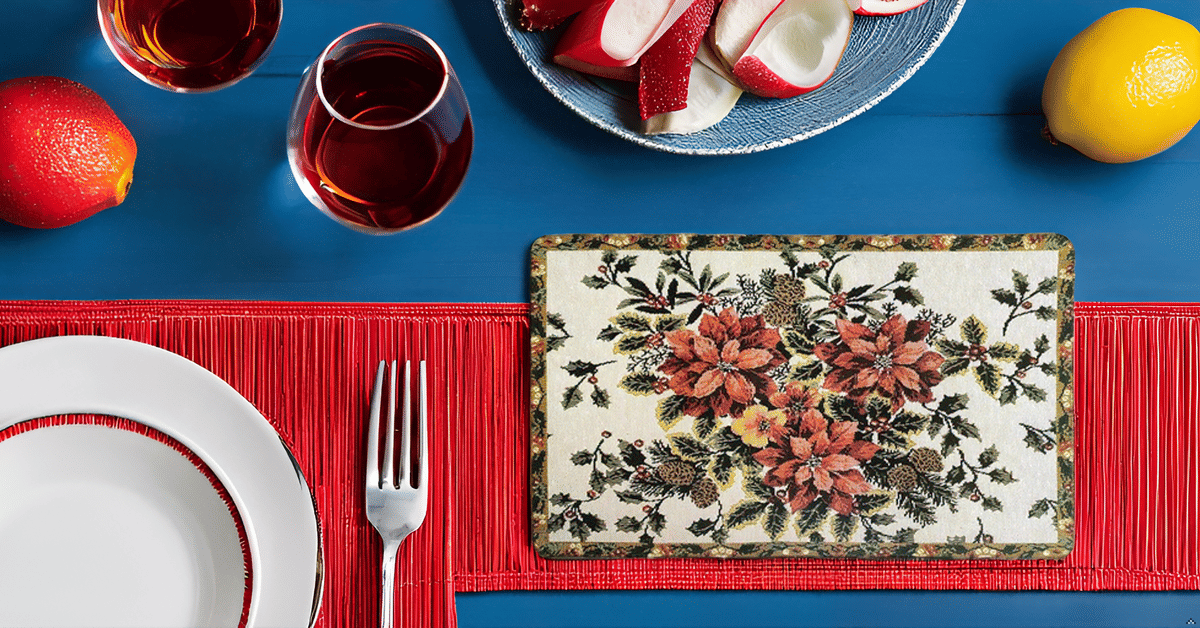    			Revexo PVC Floral Rectangle Table Mats ( 40 cm x 32 cm ) Pack of 1 - Multi
