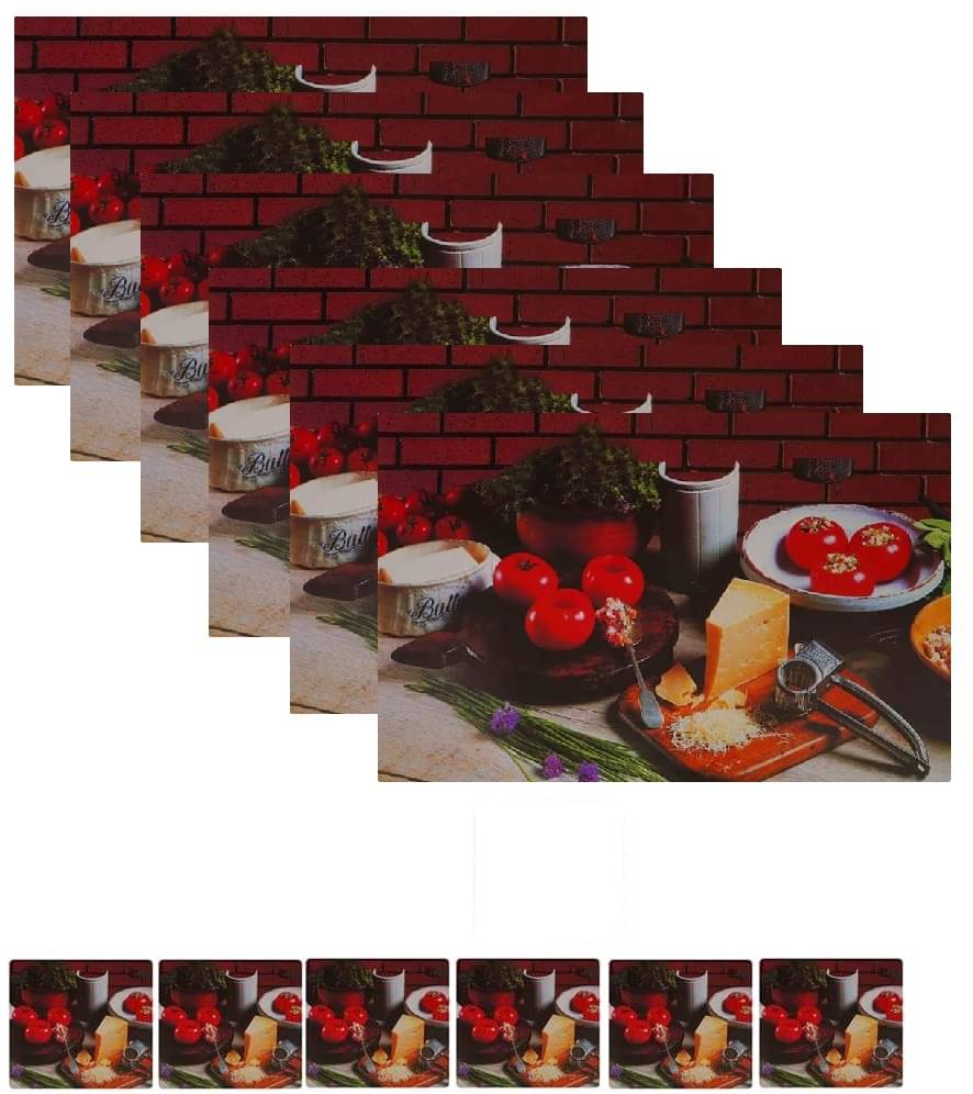     			Revexo PVC Floral Rectangle Table Mats & Coasters ( 40 cm x 30 cm ) Pack of 12 - Multi