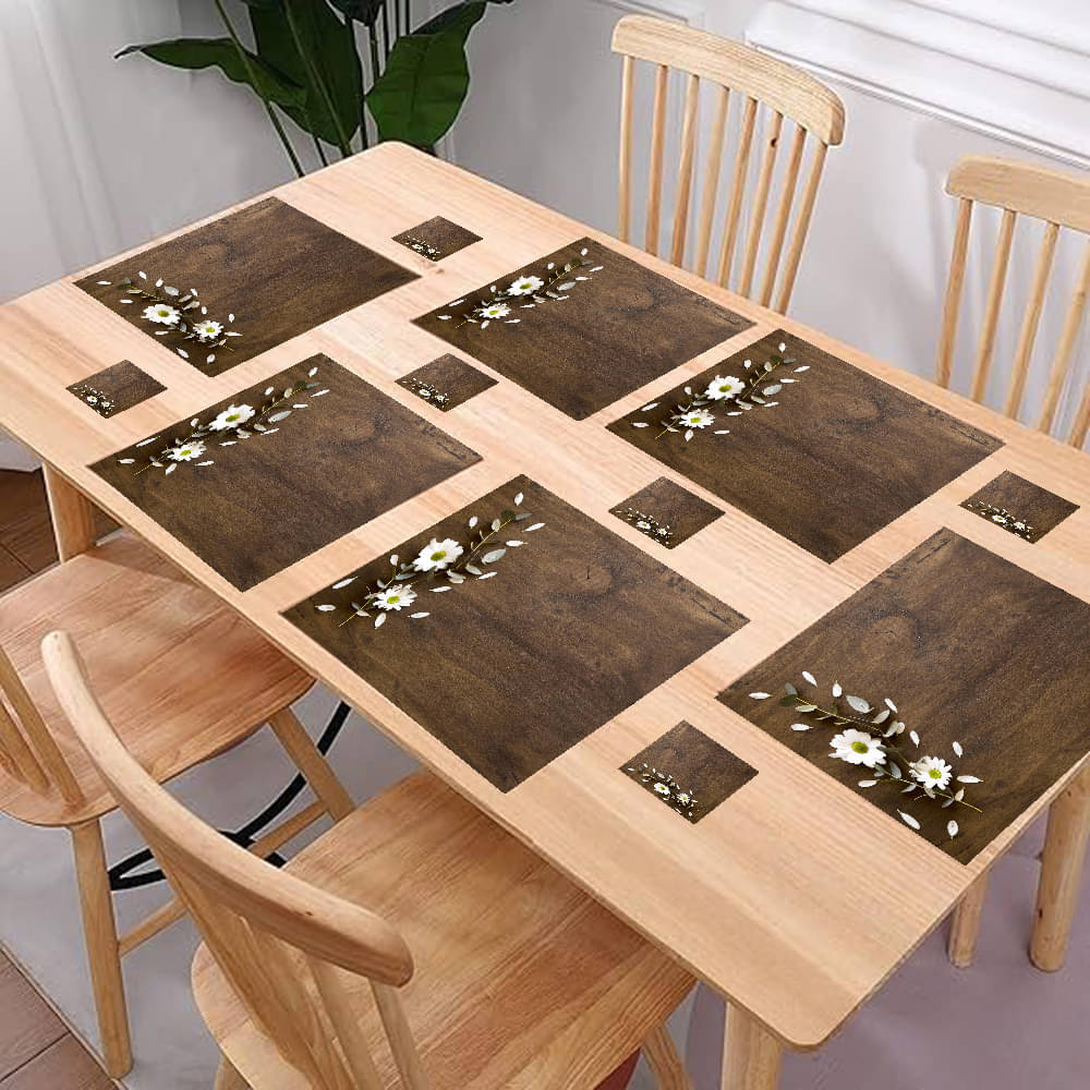     			Revexo PVC Floral Rectangle Table Mats & Coasters ( 40 cm x 30 cm ) Pack of 12 - Multi