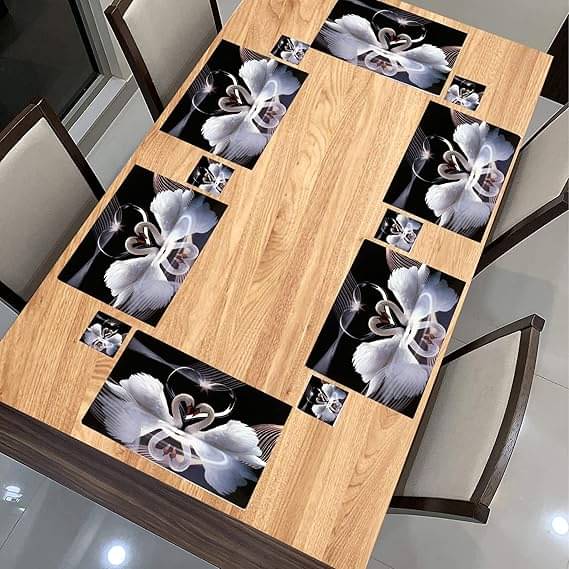     			Revexo PVC Floral Rectangle Table Mats & Coasters ( 40 cm x 30 cm ) Pack of 12 - Multi