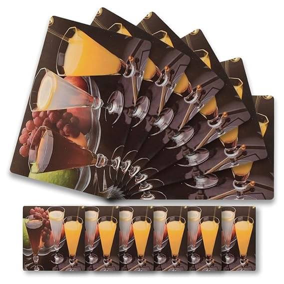     			Revexo PVC Floral Rectangle Table Mats & Coasters ( 40 cm x 30 cm ) Pack of 12 - Multi