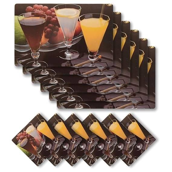 Revexo PVC Floral Rectangle Table Mats & Coasters ( 40 cm x 30 cm ) Pack of 12 - Multi Revexo PVC Floral Rectangle Table Mats & Coasters ( 40 cm x 30 cm ) Pack of 12 - Multi