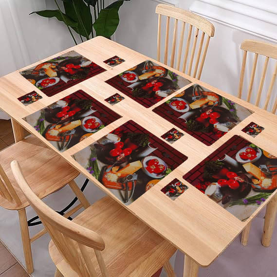     			Revexo PVC Floral Rectangle Table Mats & Coasters ( 40 cm x 30 cm ) Pack of 12 - Multi