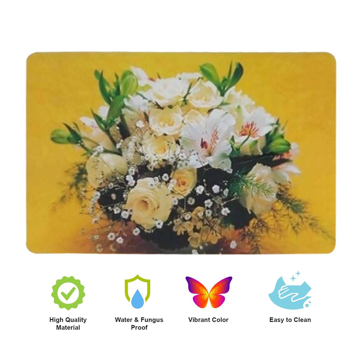     			Revexo PVC Floral Rectangle Table Mats & Coasters ( 40 cm x 30 cm ) Pack of 12 - Multi