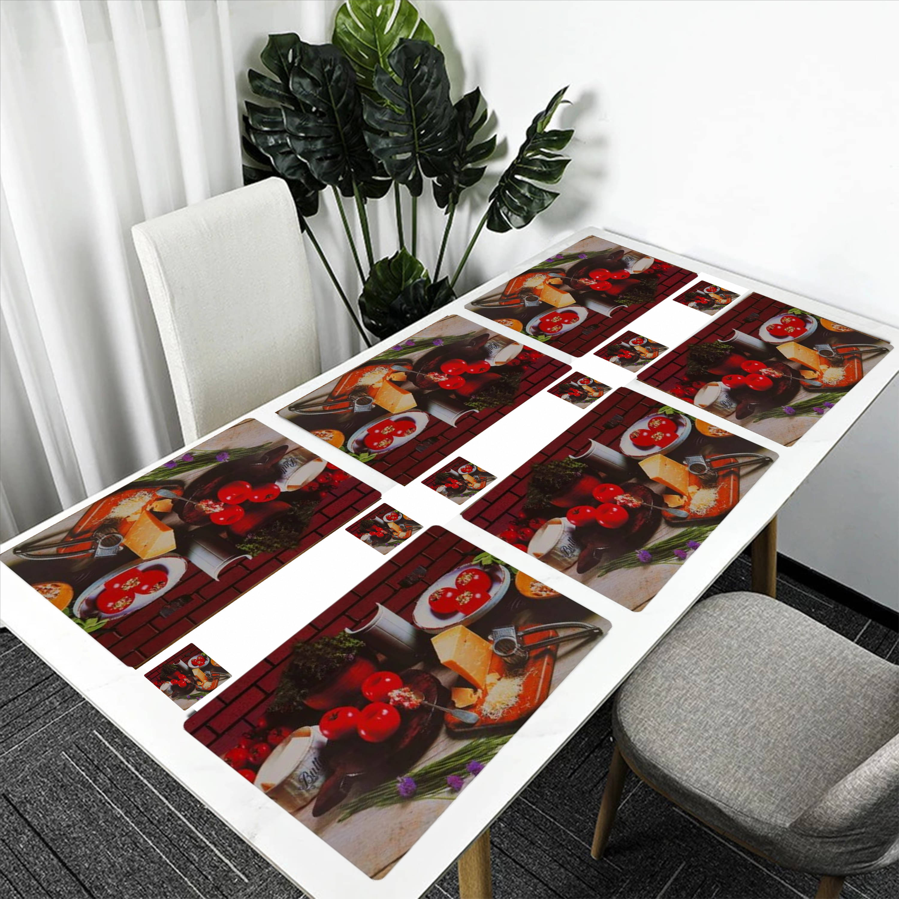     			Revexo PVC Floral Rectangle Table Mats & Coasters ( 40 cm x 30 cm ) Pack of 12 - Multi
