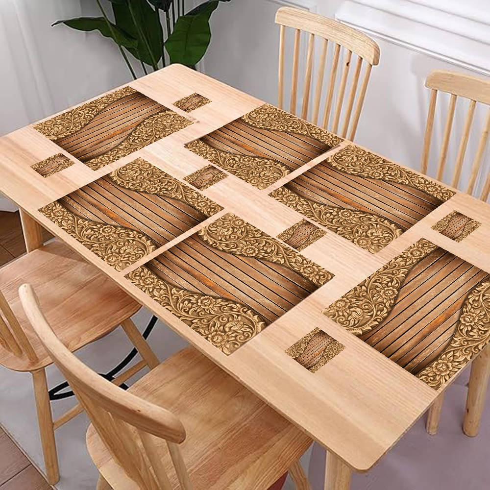 Revexo PVC Floral Rectangle Table Mats & Coasters ( 40 cm x 30 cm ) Pack of 12 - Multi Revexo PVC Floral Rectangle Table Mats & Coasters ( 40 cm x 30 cm ) Pack of 12 - Multi