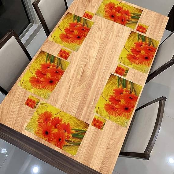     			Revexo PVC Floral Rectangle Table Mats & Coasters ( 40 cm x 30 cm ) Pack of 12 - Multi