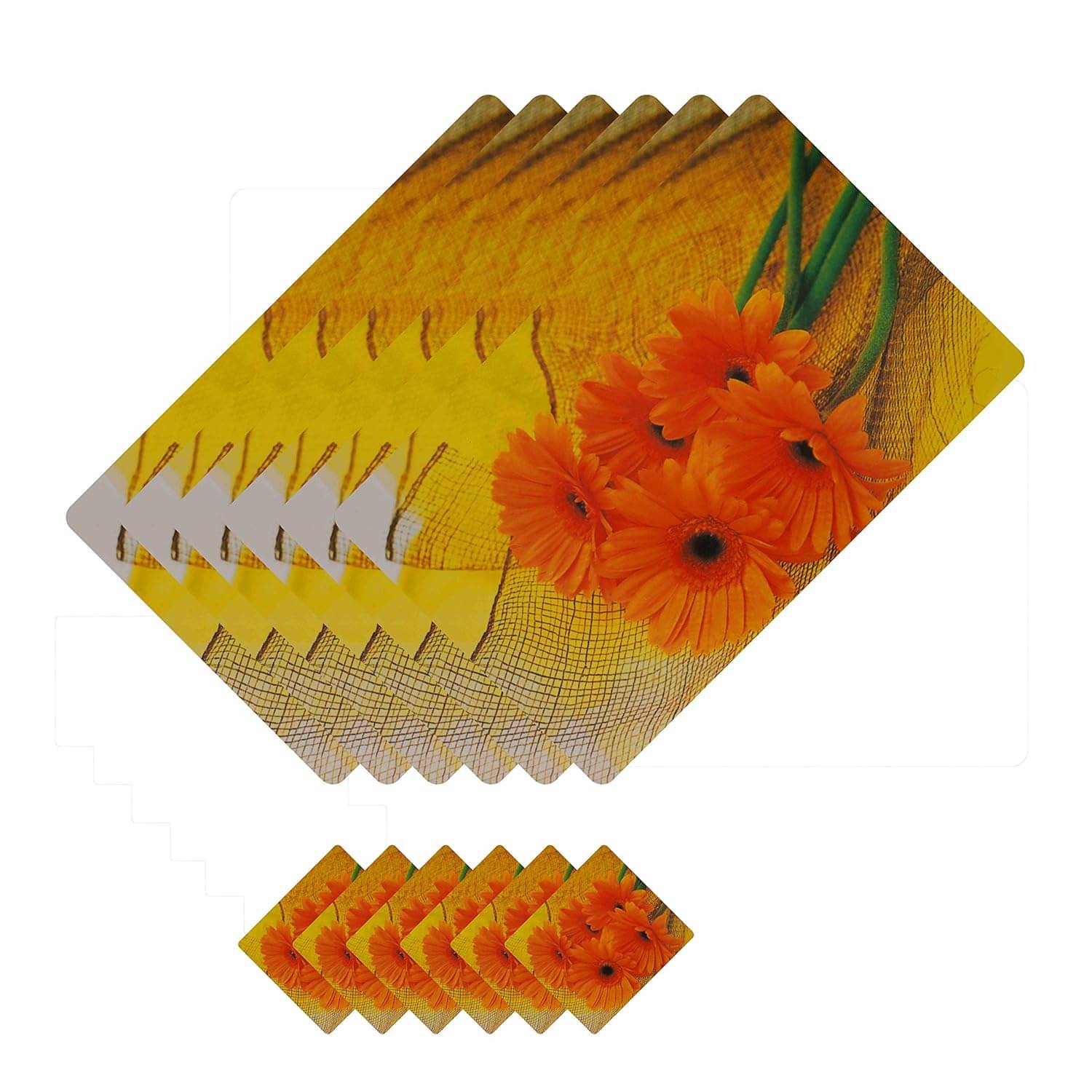 Revexo PVC Floral Rectangle Table Mats & Coasters ( 40 cm x 30 cm ) Pack of 12 - Multi Revexo PVC Floral Rectangle Table Mats & Coasters ( 40 cm x 30 cm ) Pack of 12 - Multi