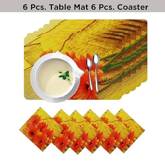     			Revexo PVC Floral Rectangle Table Mats & Coasters ( 40 cm x 30 cm ) Pack of 12 - Multi