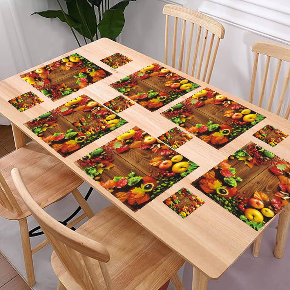     			Revexo PVC Floral Rectangle Table Mats & Coasters ( 40 cm x 30 cm ) Pack of 12 - Multi