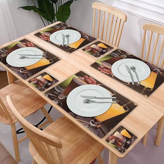 Sanraksshan PVC Floral Rectangle Table Mats & Coasters ( 40 cm x 32 cm ) Pack of 12 - Multi Sanraksshan PVC Floral Rectangle Table Mats & Coasters ( 40 cm x 32 cm ) Pack of 12 - Multi
