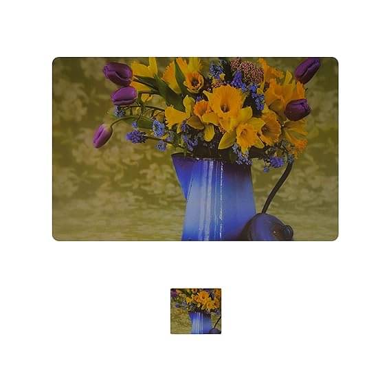 Sanraksshan PVC Floral Rectangle Table Mats & Coasters ( 40 cm x 32 cm ) Pack of 12 - Multi Sanraksshan PVC Floral Rectangle Table Mats & Coasters ( 40 cm x 32 cm ) Pack of 12 - Multi