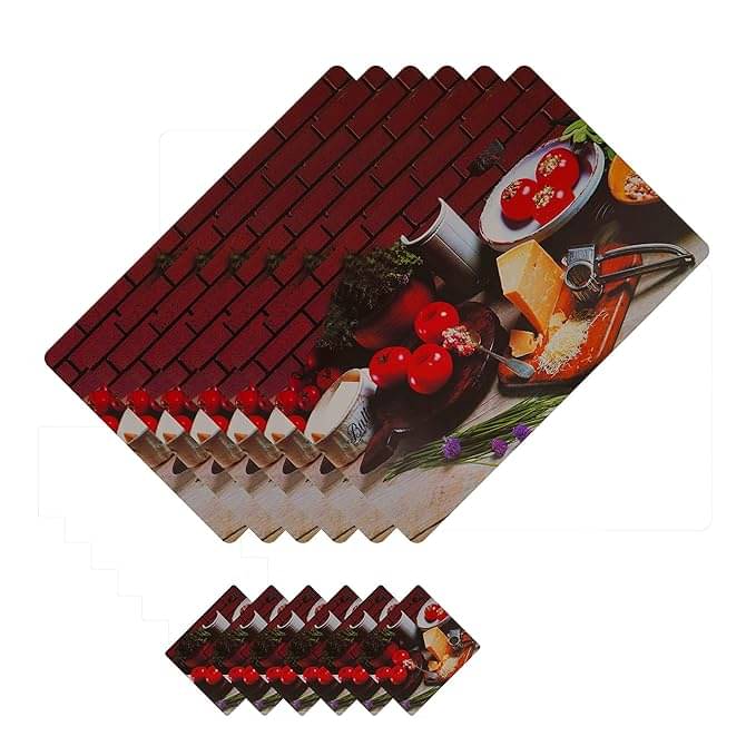 Sanraksshan PVC Floral Rectangle Table Mats & Coasters ( 40 cm x 32 cm ) Pack of 12 - Multi Sanraksshan PVC Floral Rectangle Table Mats & Coasters ( 40 cm x 32 cm ) Pack of 12 - Multi