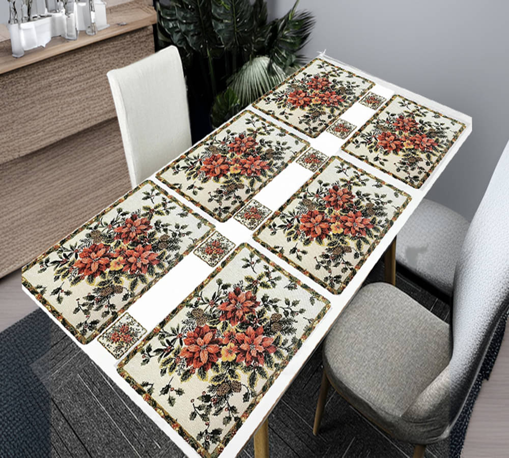 Sanraksshan PVC Floral Rectangle Table Mats & Coasters ( 40 cm x 32 cm ) Pack of 12 - Multi Sanraksshan PVC Floral Rectangle Table Mats & Coasters ( 40 cm x 32 cm ) Pack of 12 - Multi