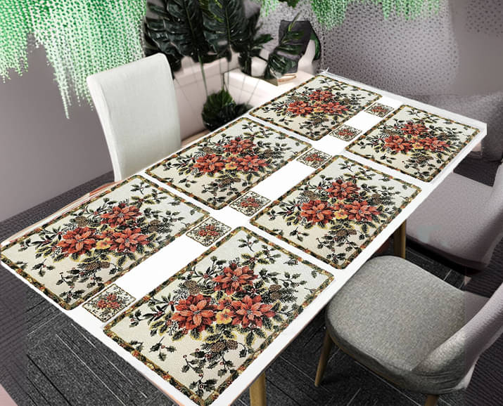 Sanraksshan PVC Floral Rectangle Table Mats & Coasters ( 40 cm x 32 cm ) Pack of 12 - Multi Sanraksshan PVC Floral Rectangle Table Mats & Coasters ( 40 cm x 32 cm ) Pack of 12 - Multi